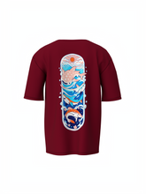 Fish Graphic Unisex Maroon Oversized T-Shirt